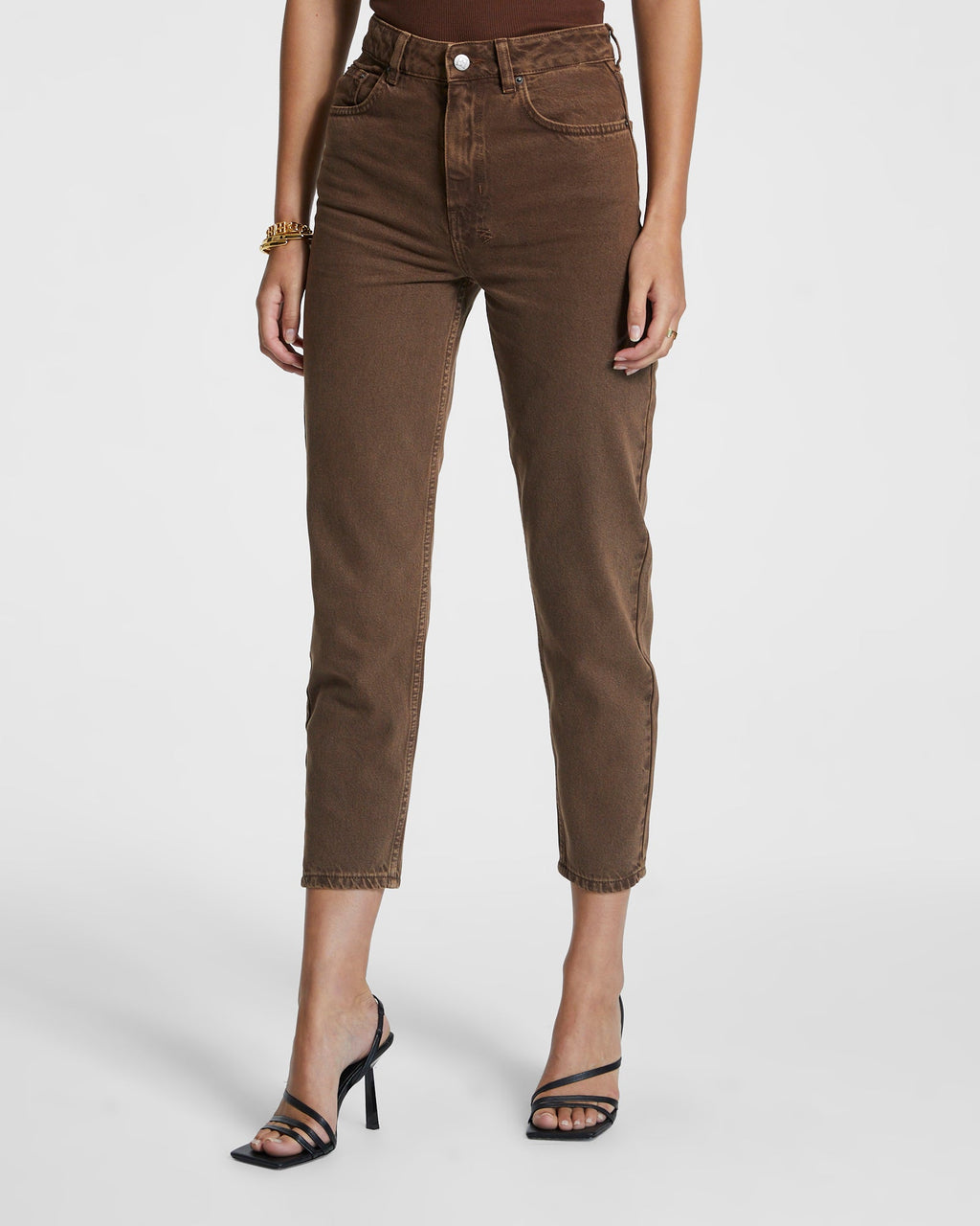 Womens Pointer Koko Relaxed Tapered Denim Jeans - Brown