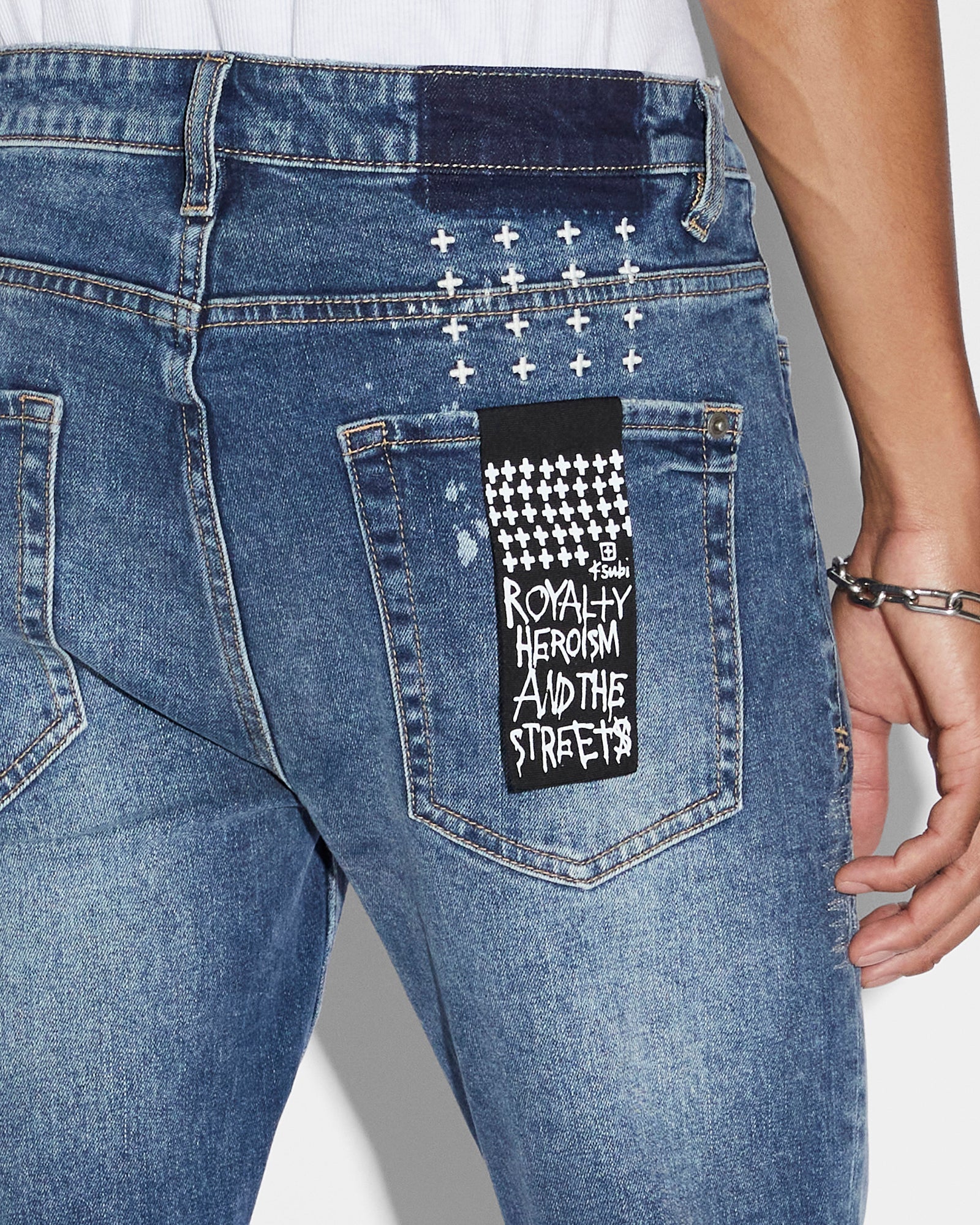 MENS  VAN WINKLE KULTURE TRASHED SKINNY DENIM JEANS