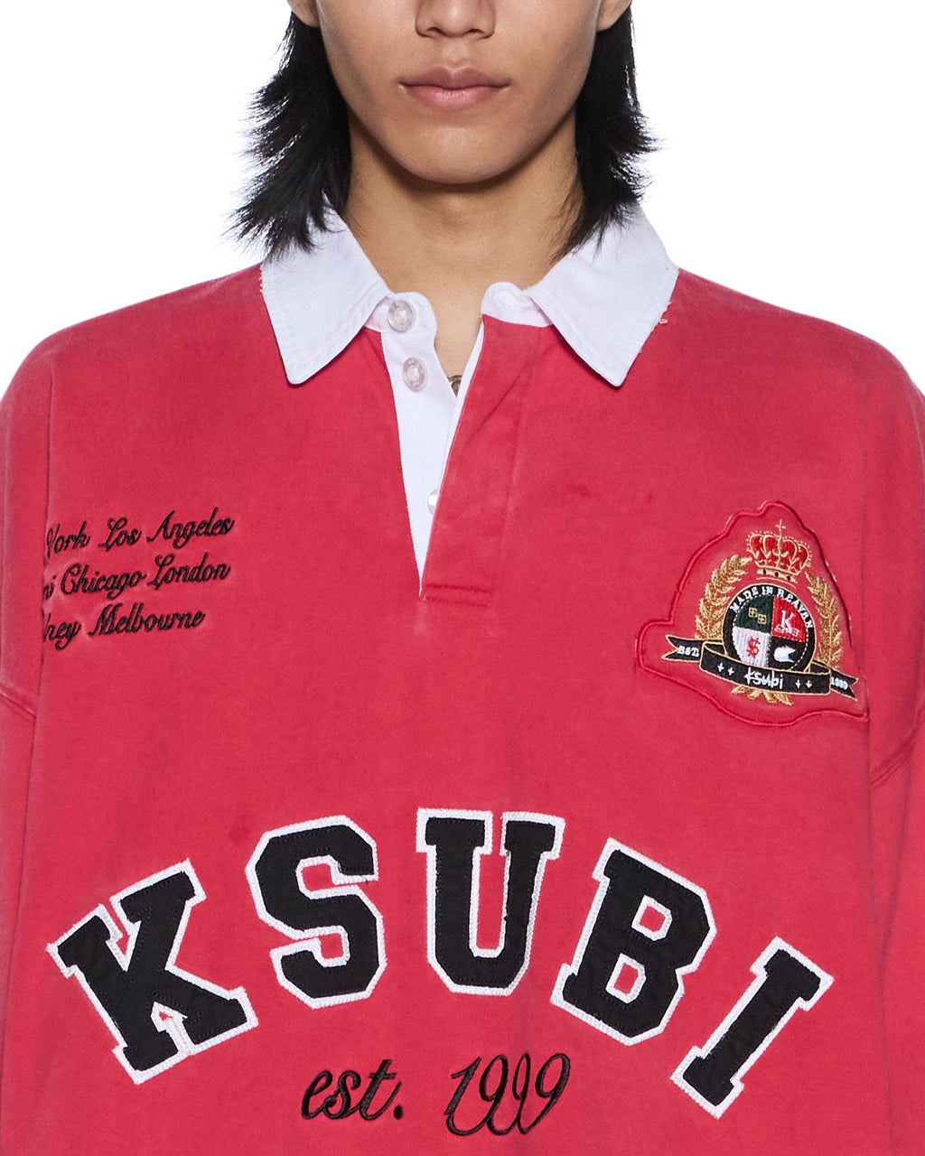 Mens Duke Rugby Ls Jersey Red Oversized Shirts - Multi Colour