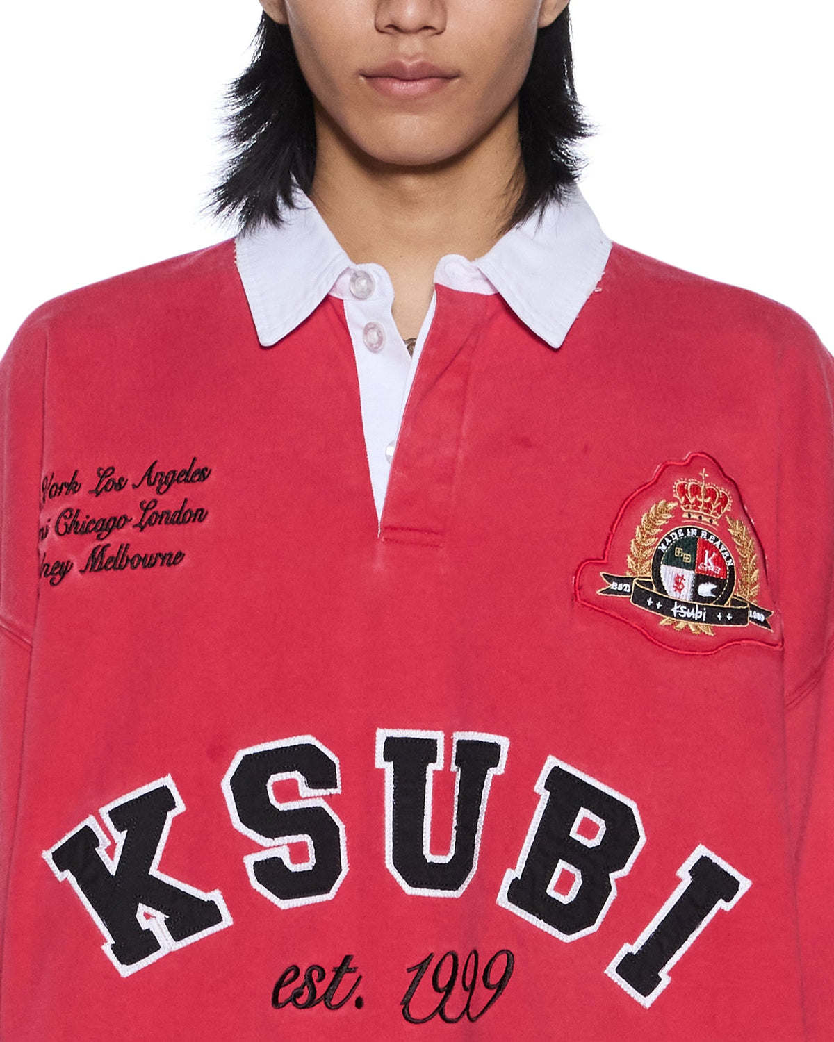 Mens Duke Rugby Ls Jersey Red Oversized Shirts - Multi Colour