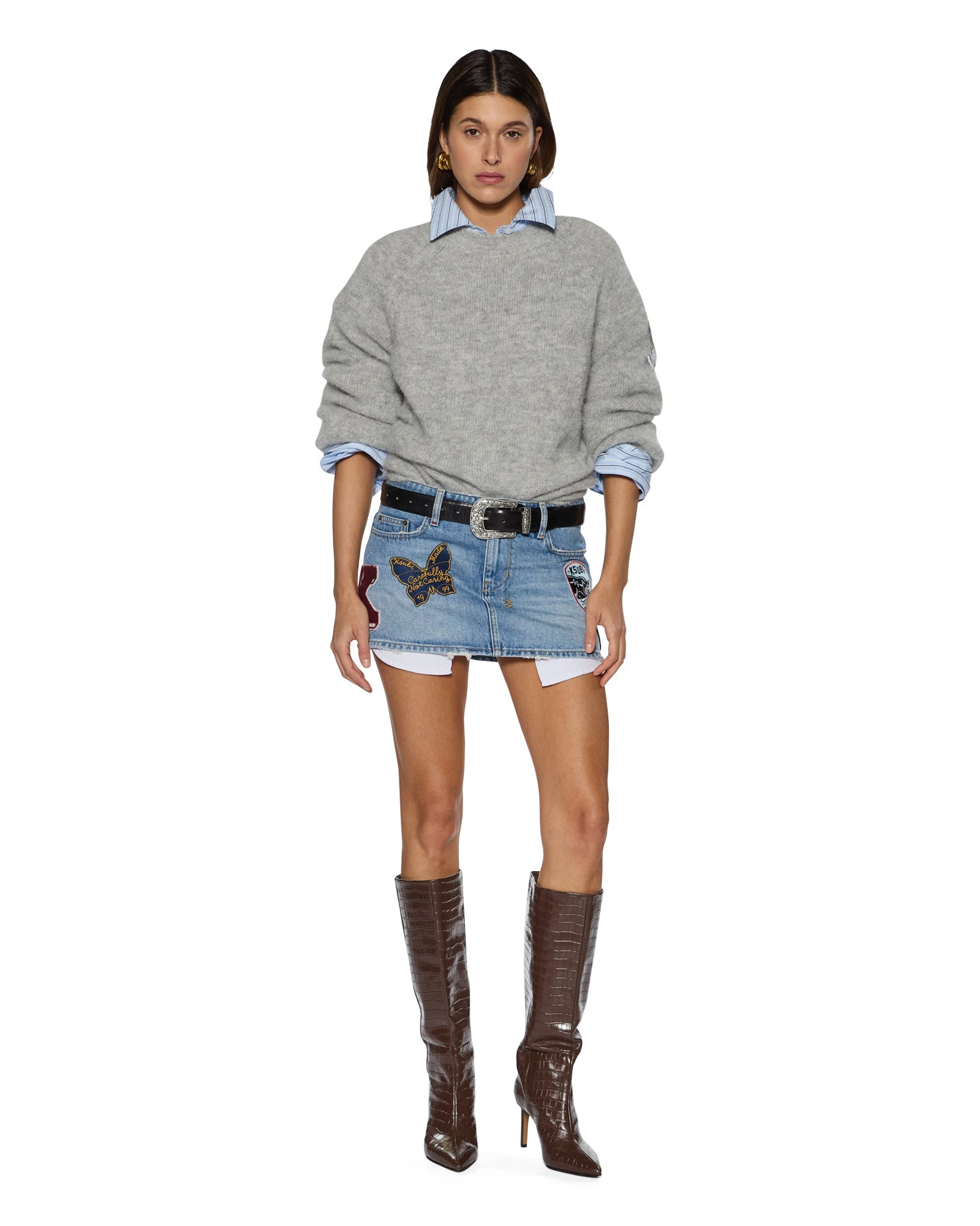 WOMENS COSY KNIT LIGHT GREY REGULAR KNITWEAR