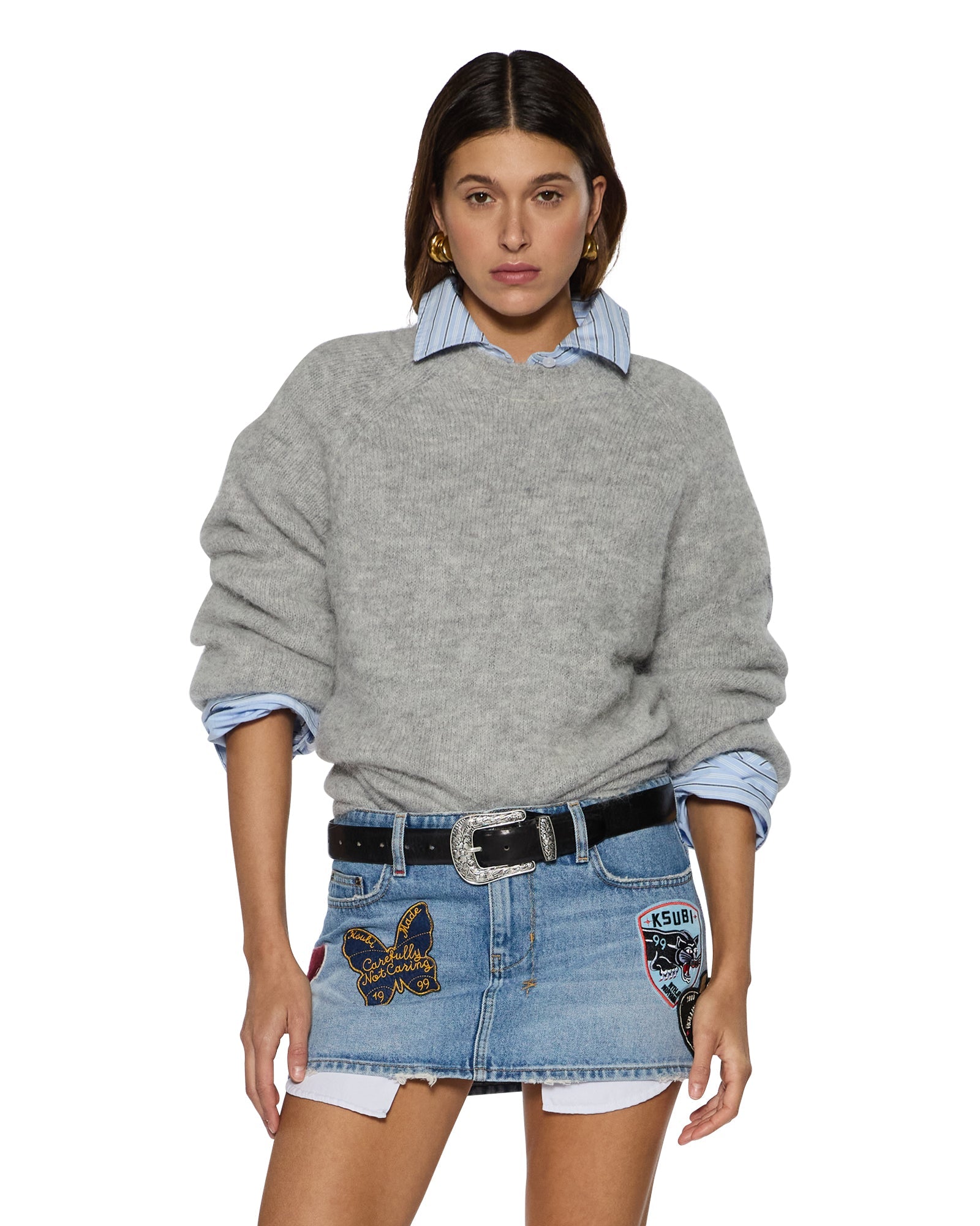 WOMENS COSY KNIT LIGHT GREY REGULAR KNITWEAR