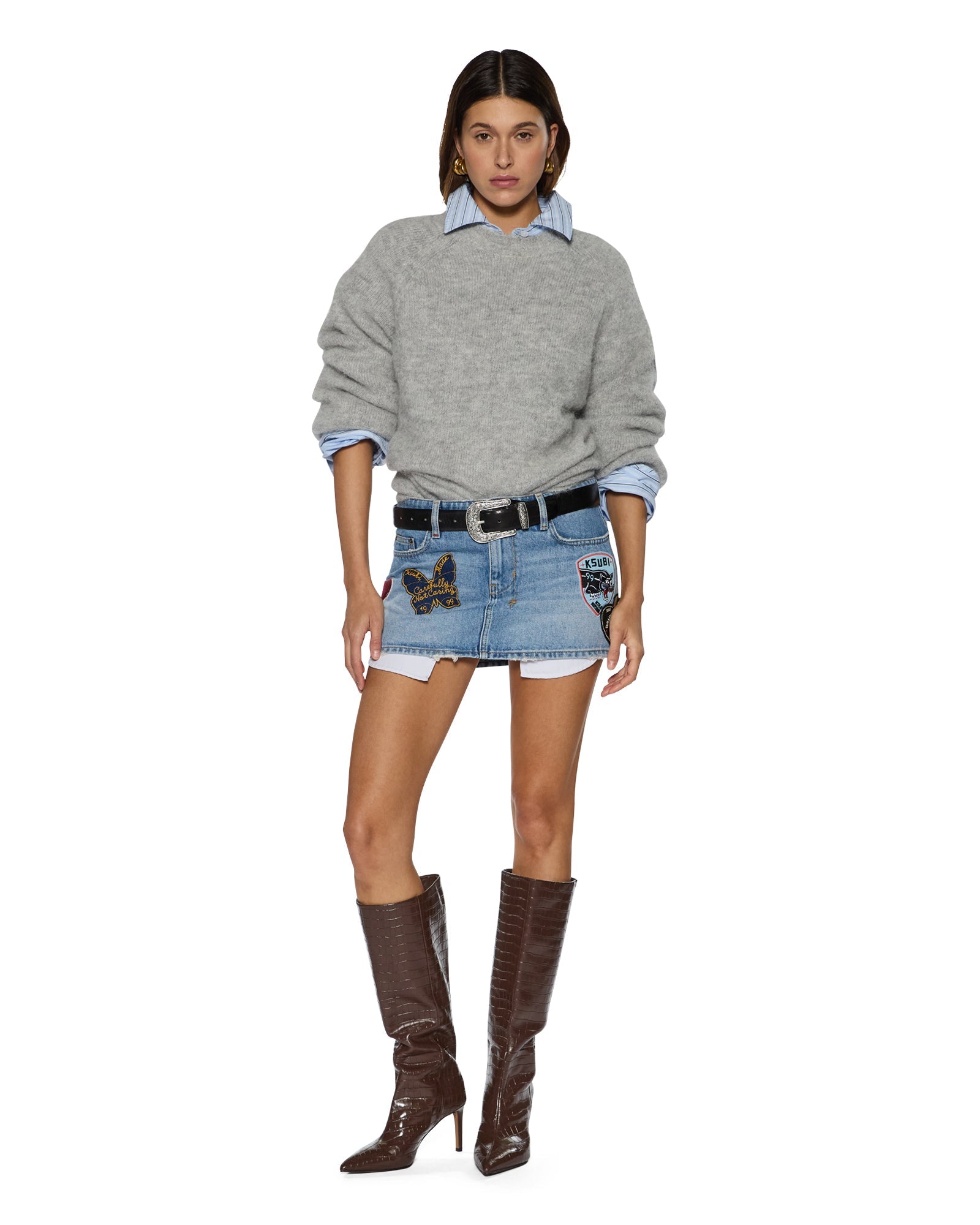 WOMENS  COSY KNIT LIGHT GREY REGULAR KNITWEAR