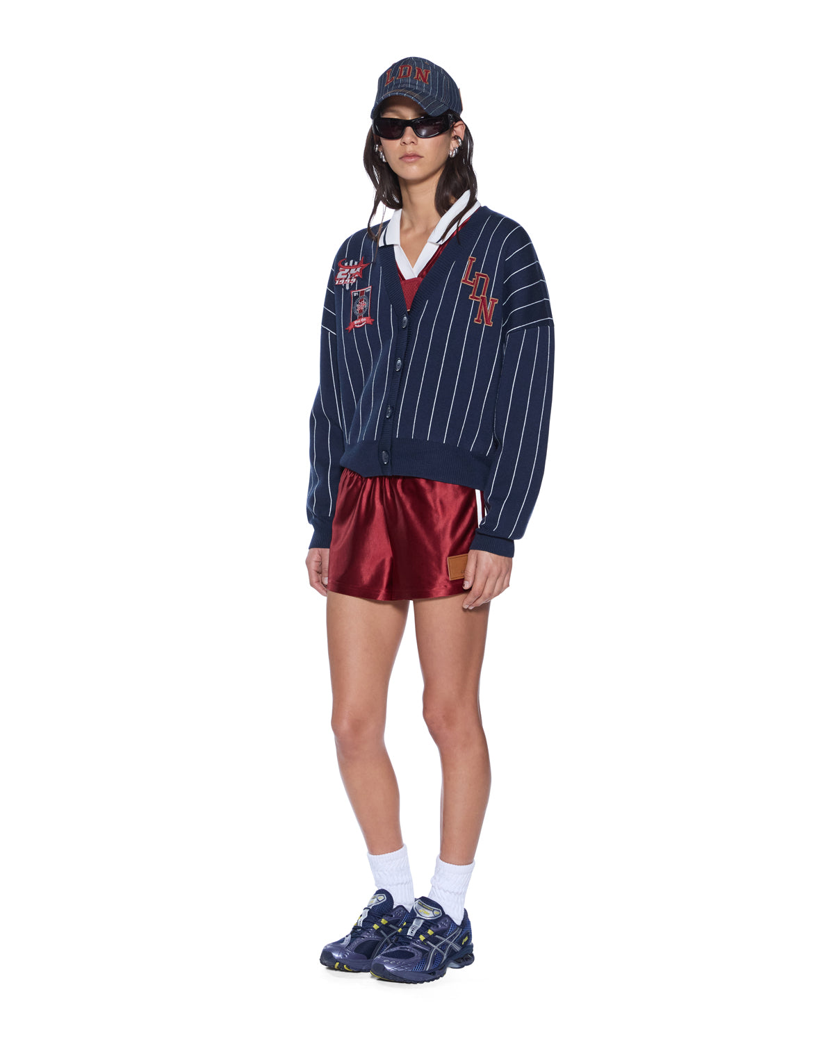 WOMENS  DEAN CARDIGAN NAVY PINSTRIPE REGULAR KNITWEAR