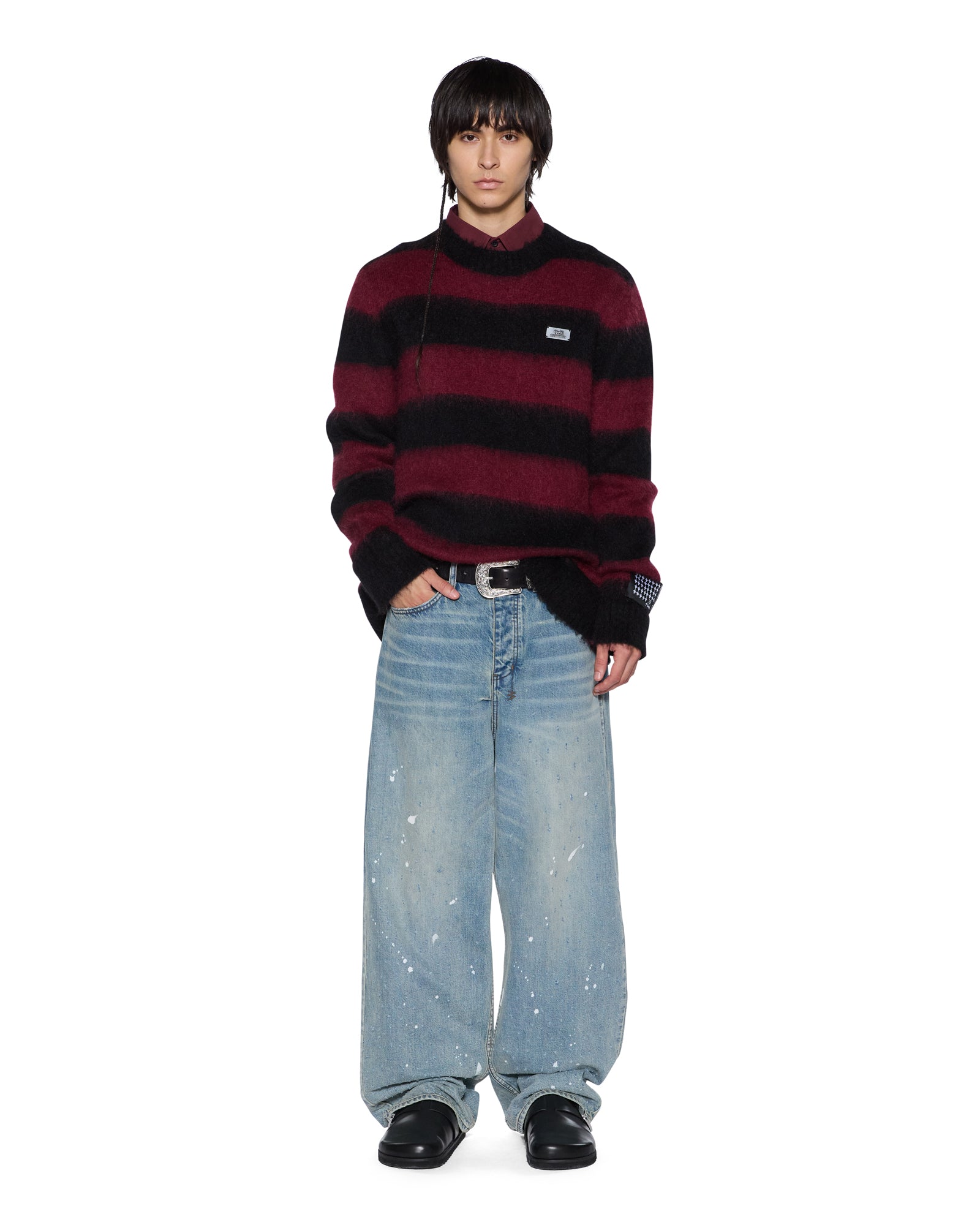 MENS  RUGGED MOHAIR KNIT CREWNECK OX BOXY KNITWEAR