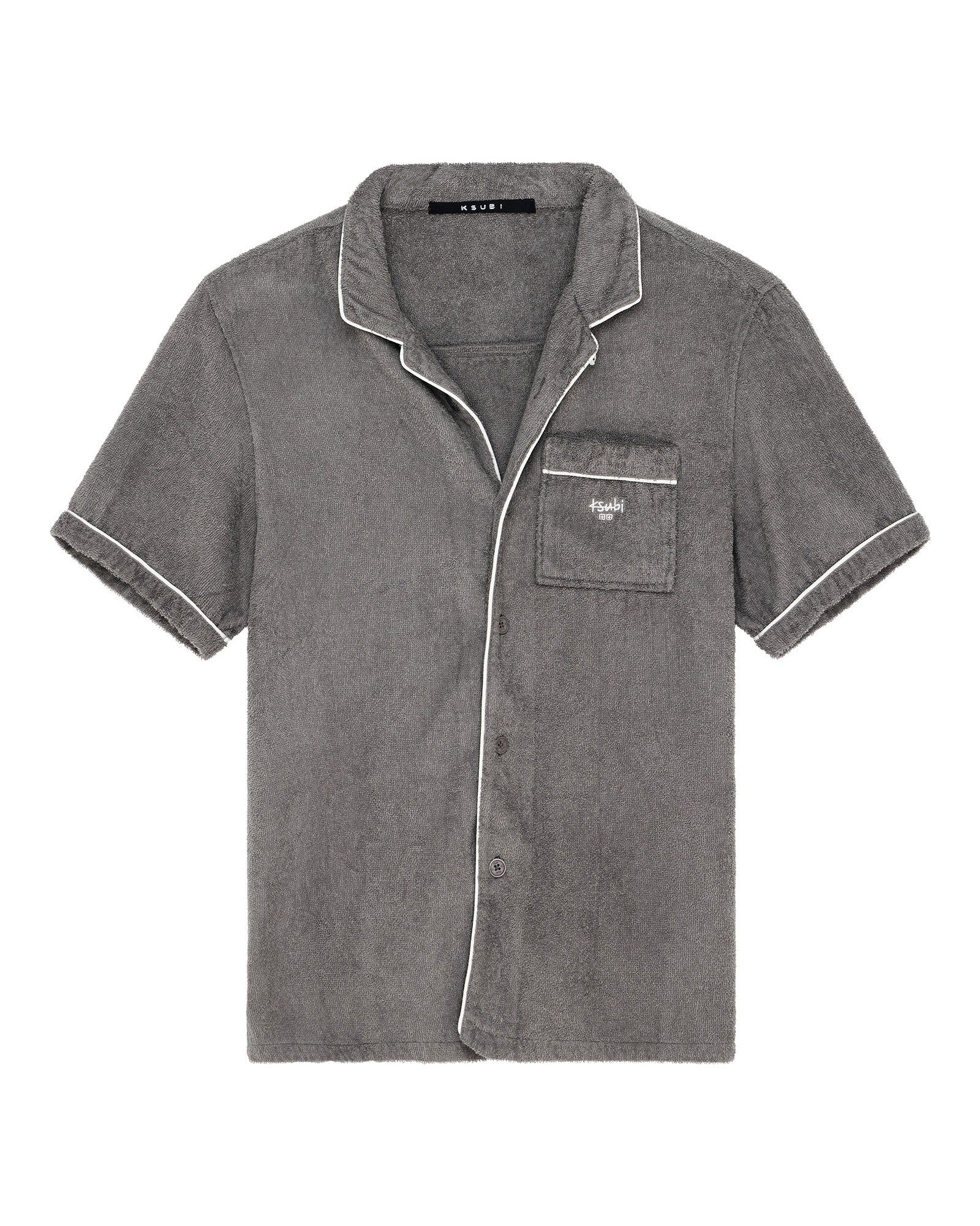 MENS  LOUNGE SS RESORT SHIRT CHARCOAL REGULAR SHIRTS