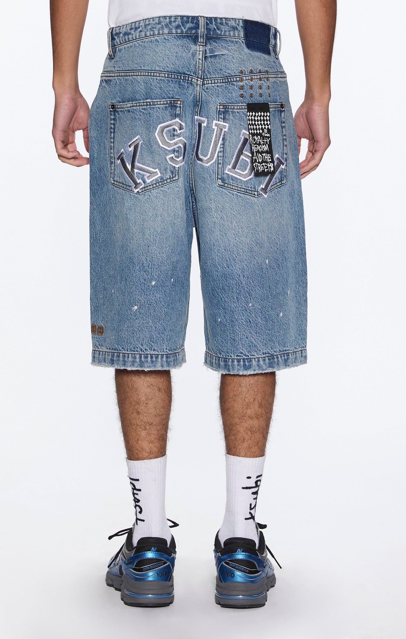 MENS  MAXX SHORT 70'S BLUE TRASHED RELAXED WALKSHORTS