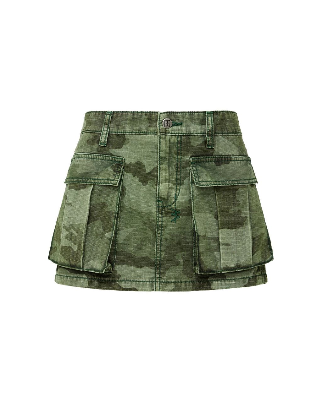Womens Micro Mini Cargo Skirt Hash Camo Straight Skirts - Green