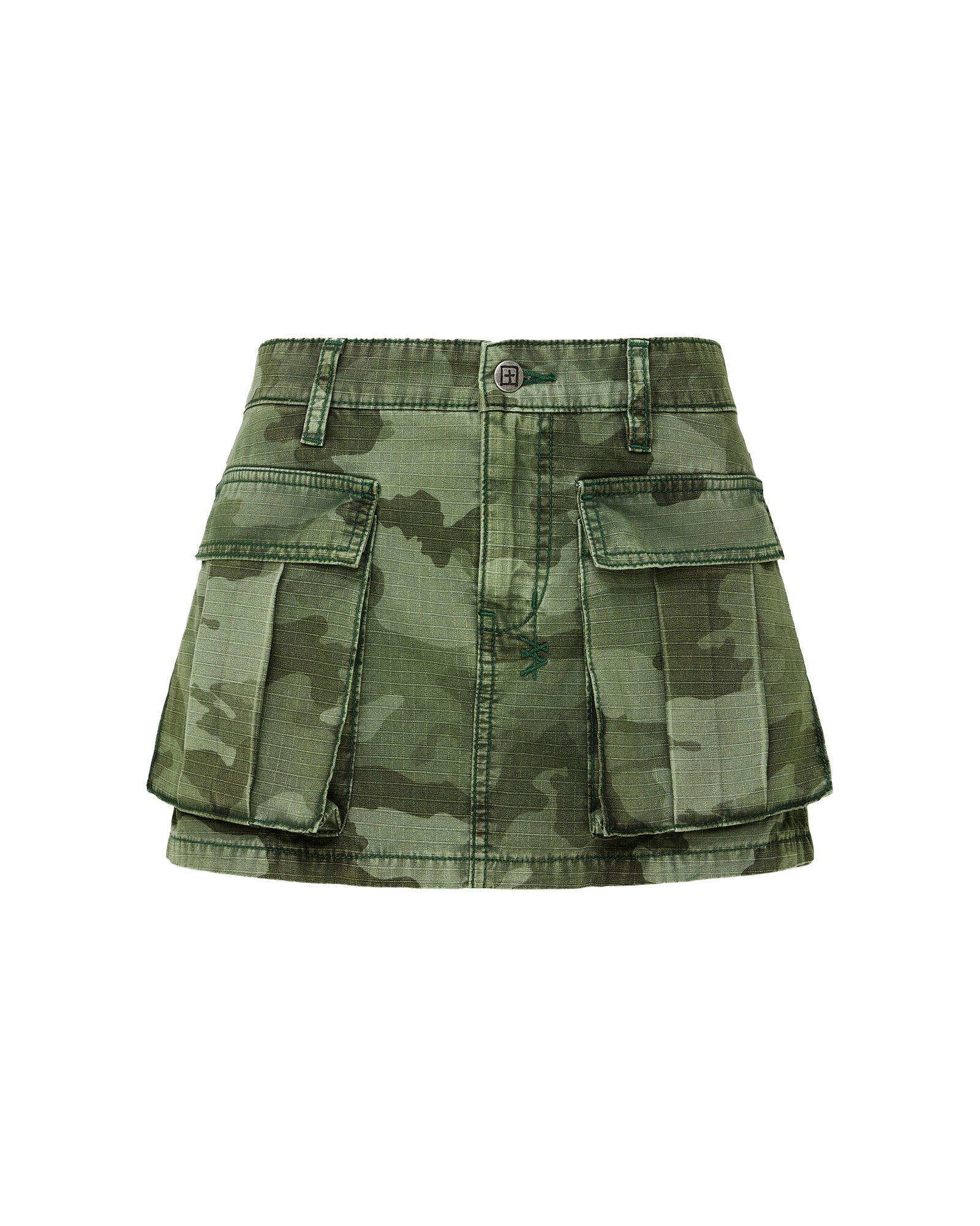 MICRO MINI CARGO SKIRT HASH CAMO