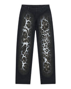 Womens Mowalola Jean Black Cheetah Slim Denim Jeans - Black