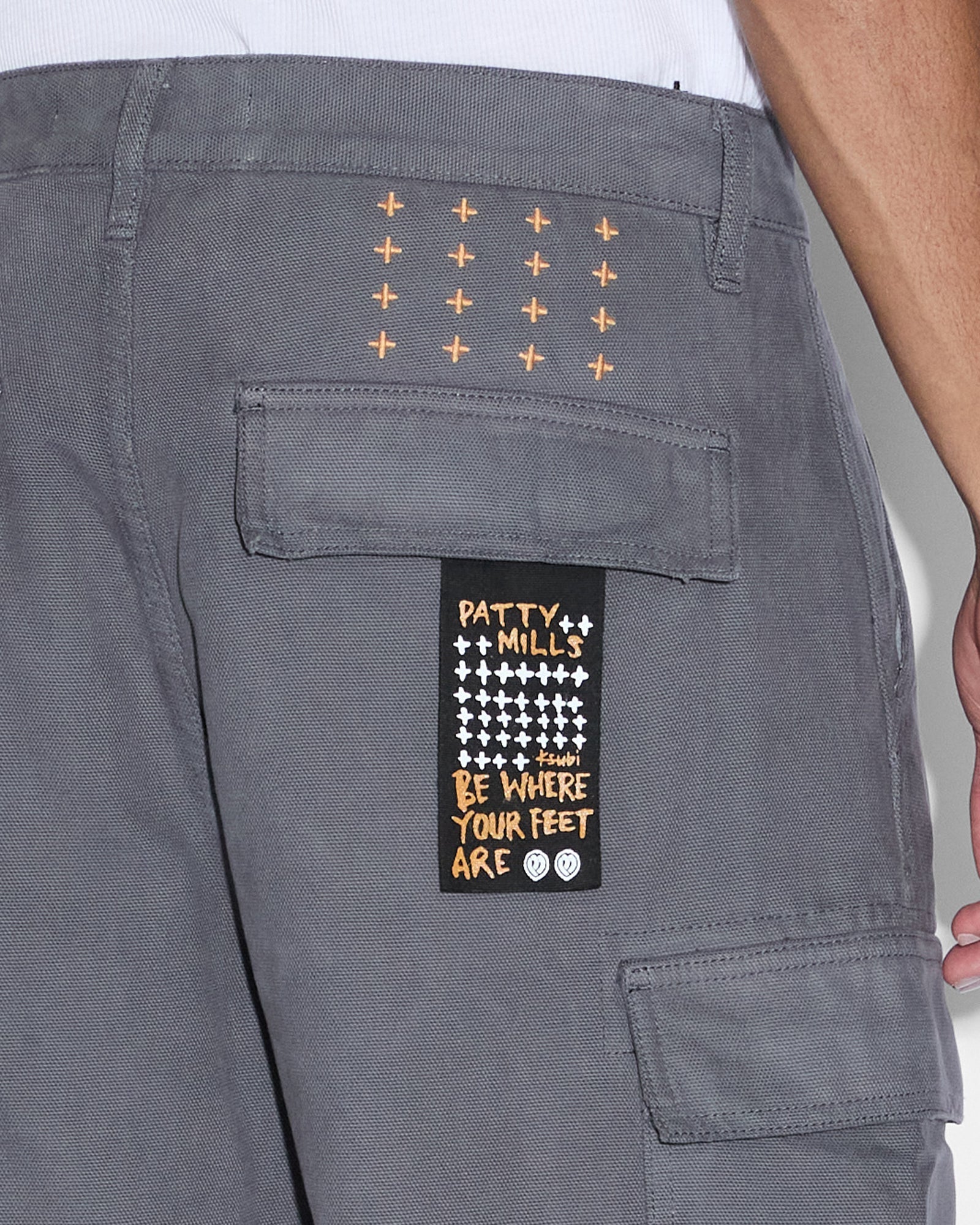 MENS  ALL HANDS CARGO PANT WASHED BLACK RELAXED PANTS