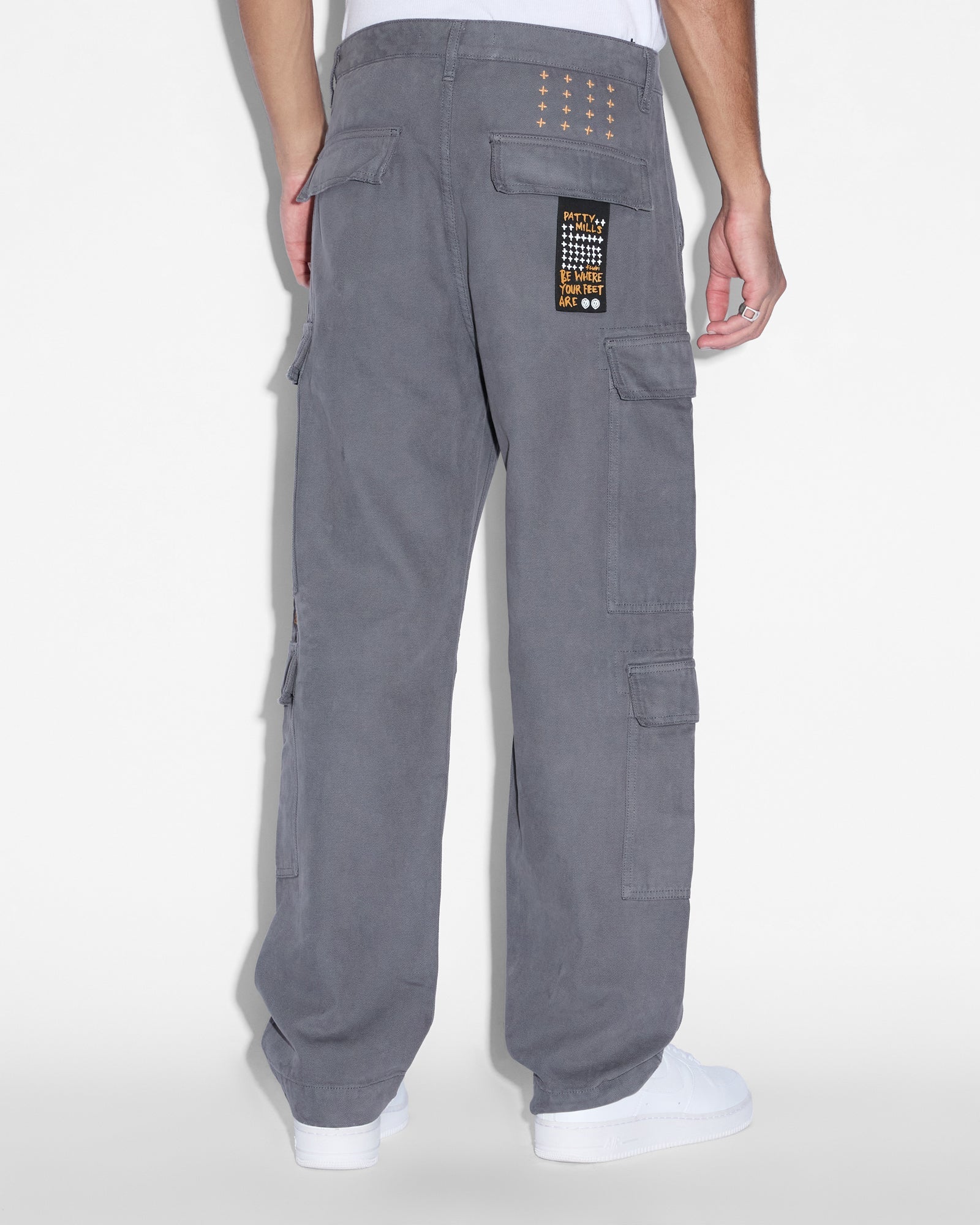 MENS  ALL HANDS CARGO PANT WASHED BLACK RELAXED PANTS