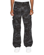 Mens Fugitive Cargo Black Camo Relaxed Pants - Black