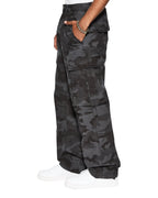 Mens Fugitive Cargo Black Camo Relaxed Pants - Black
