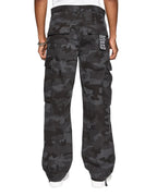 Mens Fugitive Cargo Black Camo Relaxed Pants - Black