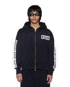 MENS KINGS HALEN ZIP HOODIE BLACK FADE FLEECE