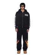 MENS KINGS HALEN ZIP HOODIE BLACK FADE FLEECE