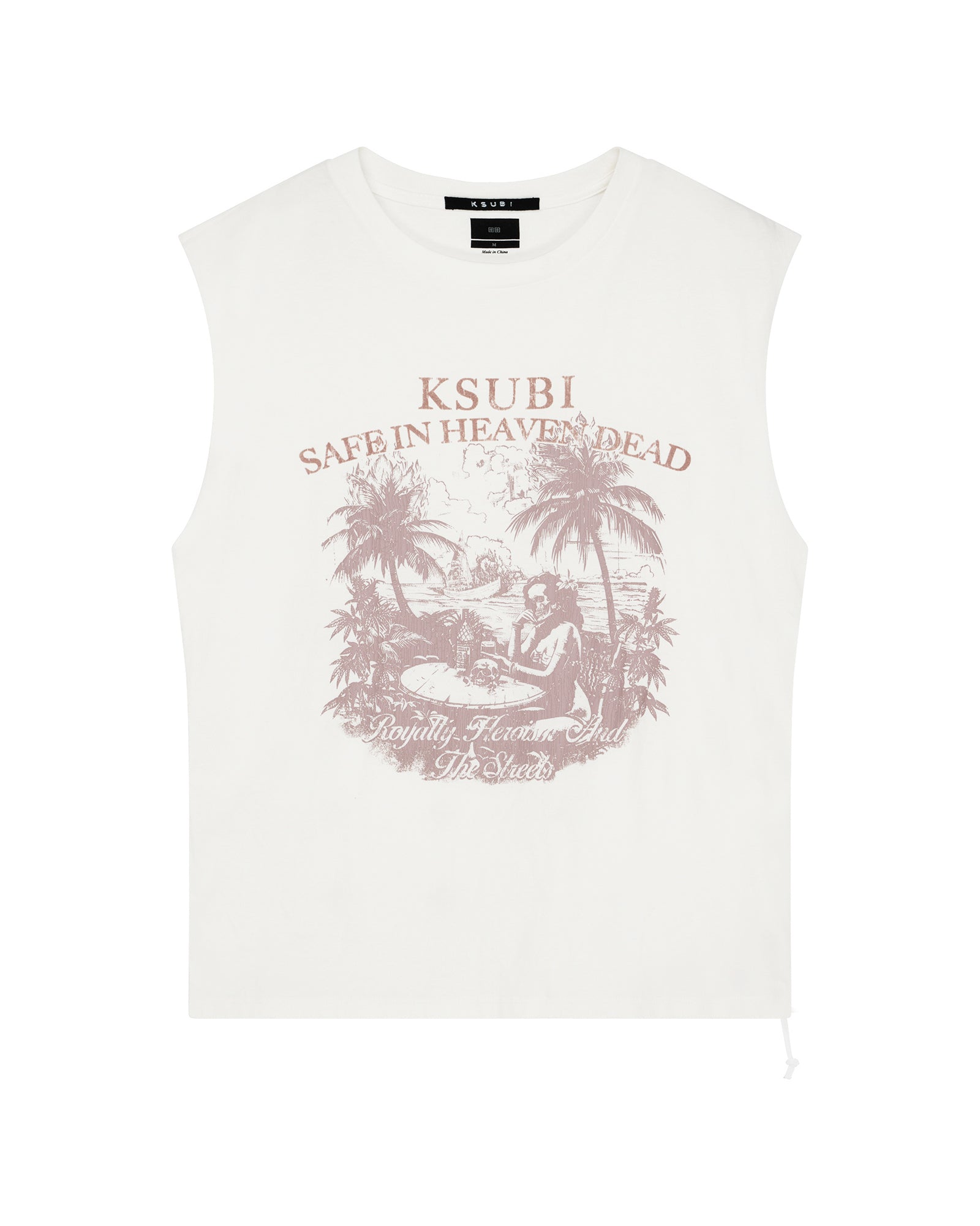 MENS  PARADISO CUT OFF TEE VINTAGE WHITE REGULAR TEES