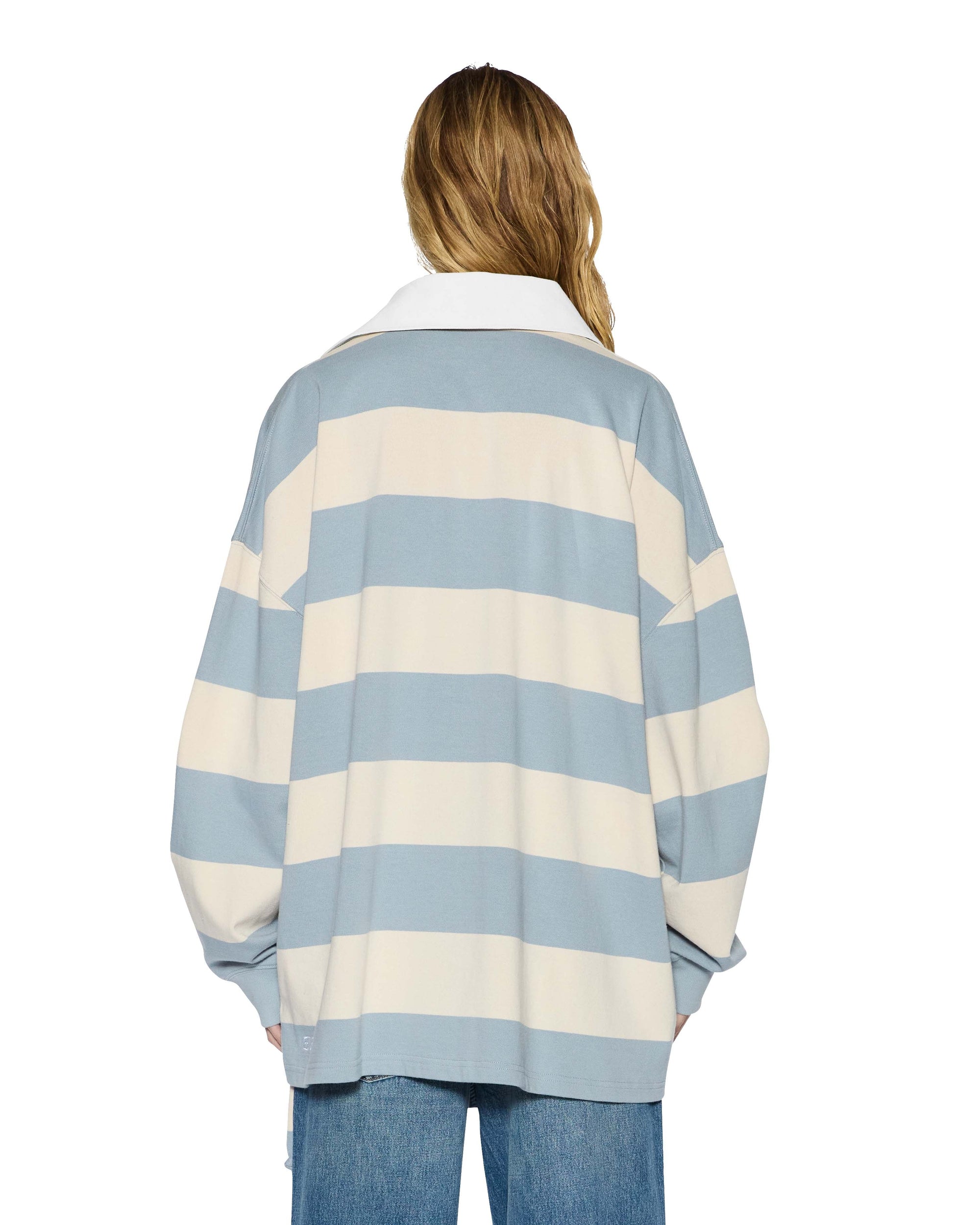 WOMENS  RUGGED RUGBY JERSEY BLUE STEEL BONE RELAXED TEES