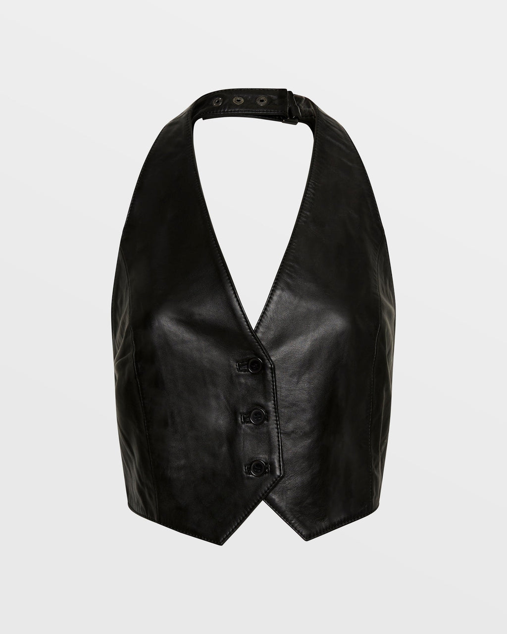WOMENS BRAZEN LEATHER WAISTCOAT BLACK FASHION TOPS