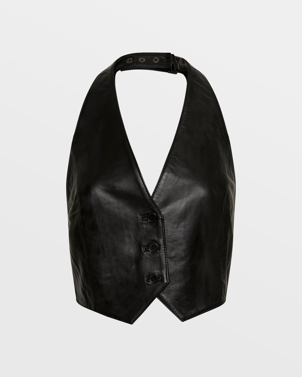 WOMENS BRAZEN LEATHER WAISTCOAT BLACK FASHION TOPS