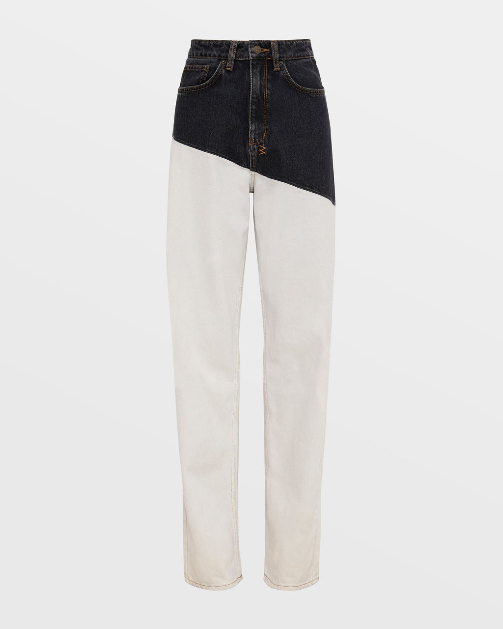 Womens Playback Black/bone Spliced Straight Denim Jeans - Multi Colour