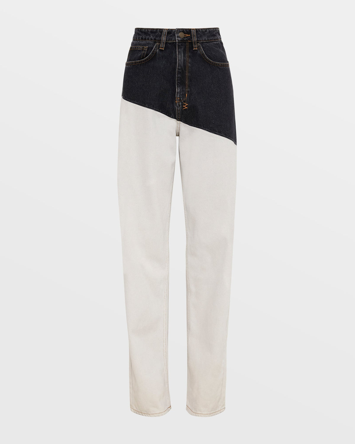 Womens Playback Black/bone Spliced Straight Denim Jeans - Multi Colour