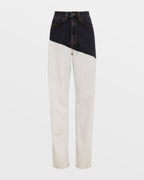 Womens Playback Black/bone Spliced Straight Denim Jeans - Multi Colour