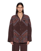 Womens Astra Shirt Folk Bandana Oversized Shirts - Brown