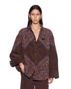 Womens Astra Shirt Folk Bandana Oversized Shirts - Brown