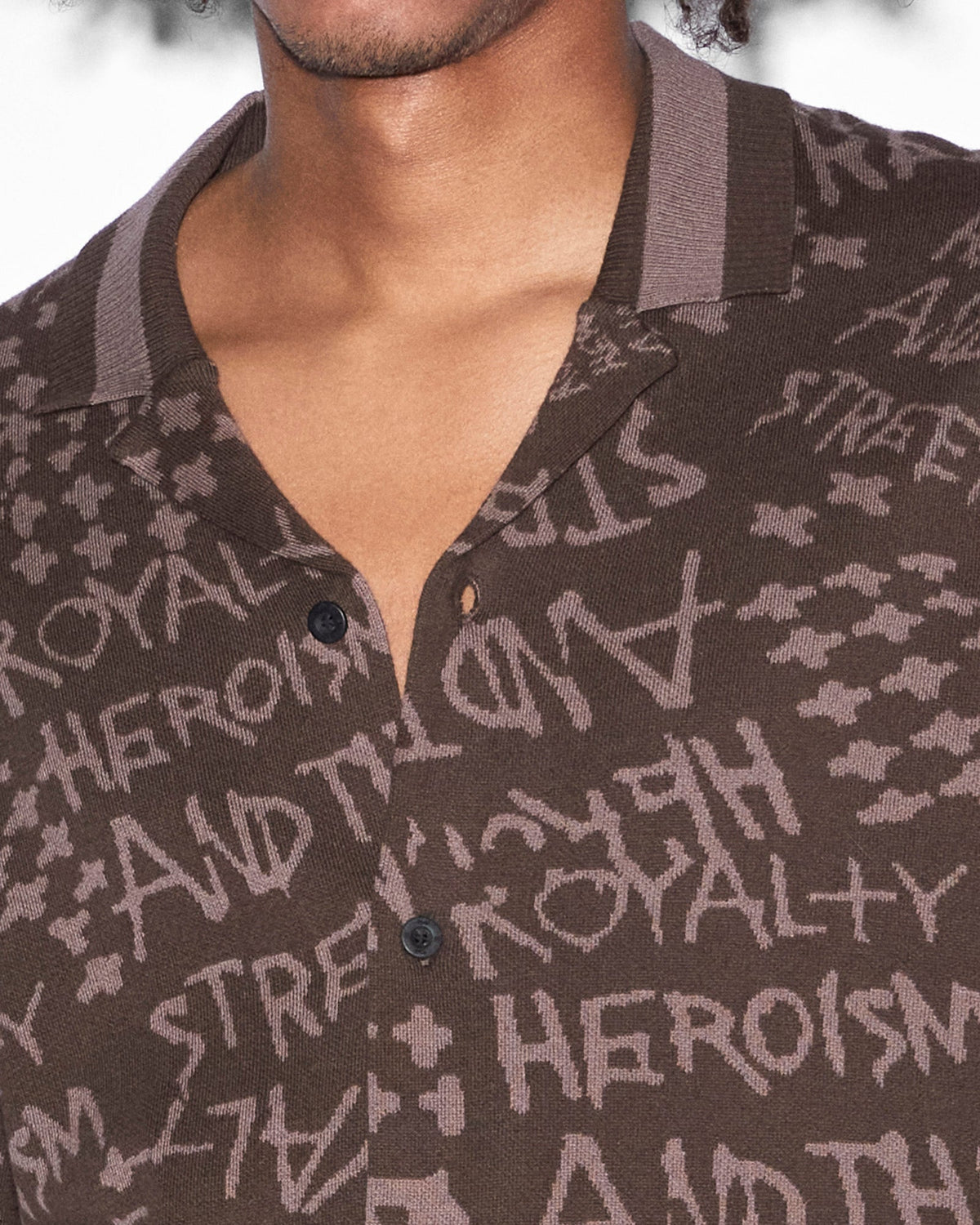Mens Heroism Knit Resort Ss Shirt Java Regular Shirts - Brown