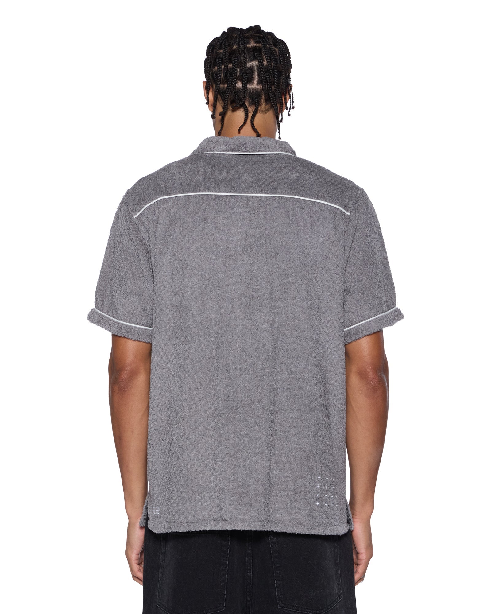 MENS  LOUNGE SS RESORT SHIRT CHARCOAL REGULAR SHIRTS