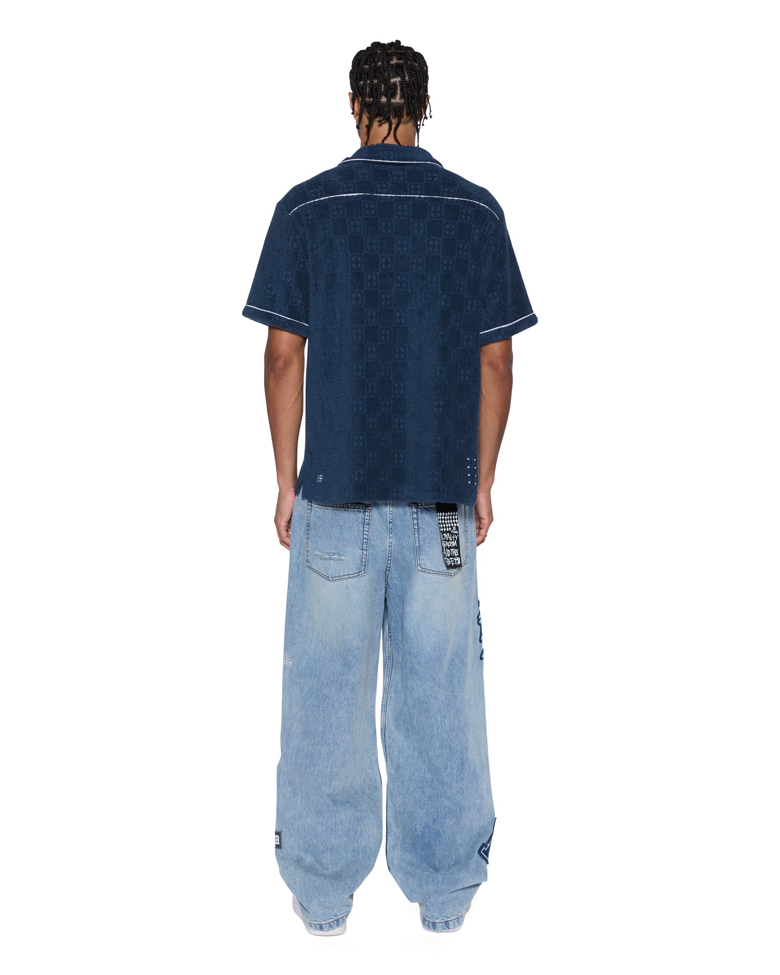 MENS  LOUNGE SS RESORT SHIRT NAVY REGULAR SHIRTS