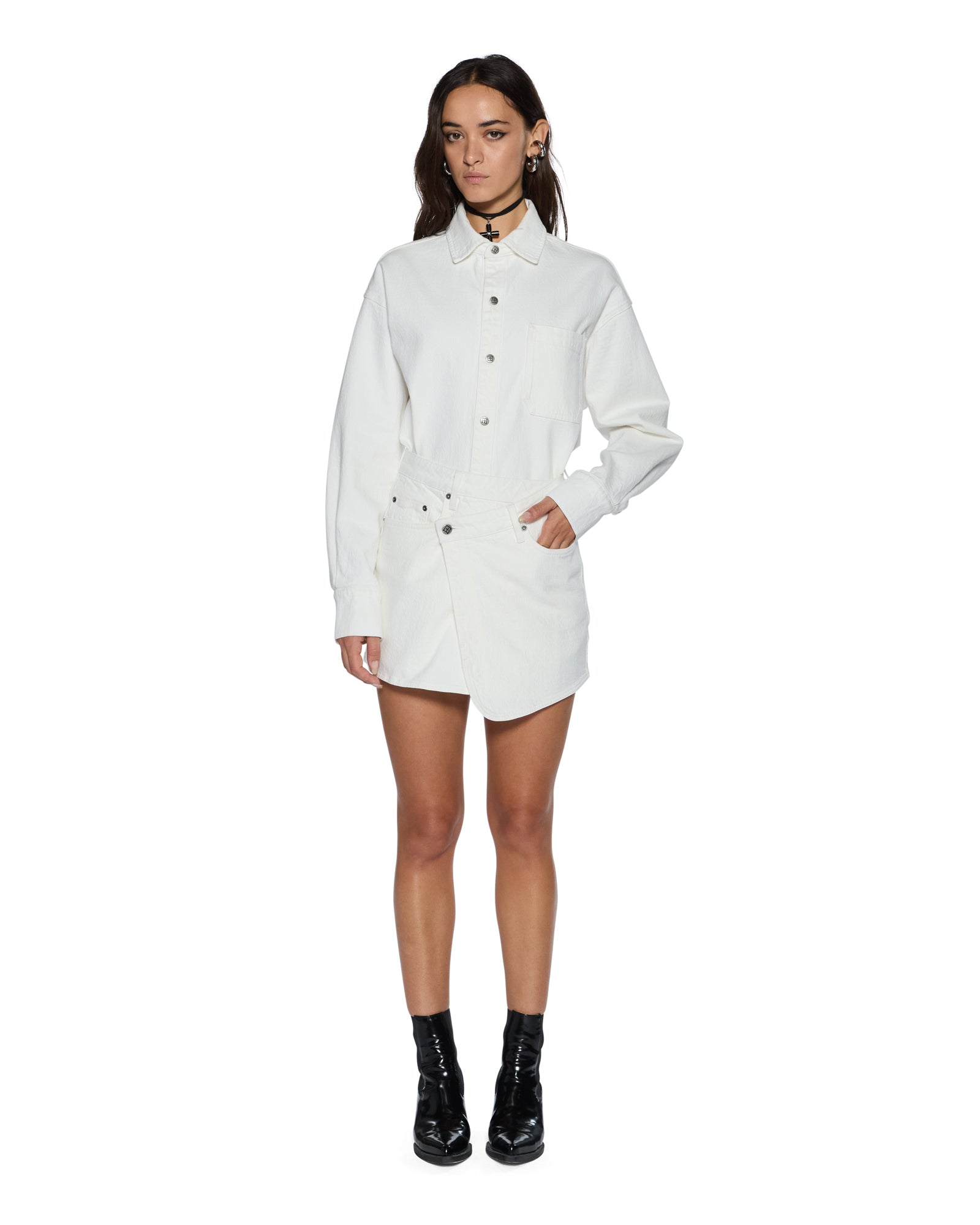 WOMENS  RAP SKIRT CURVE ECRU A LINE SKIRTS