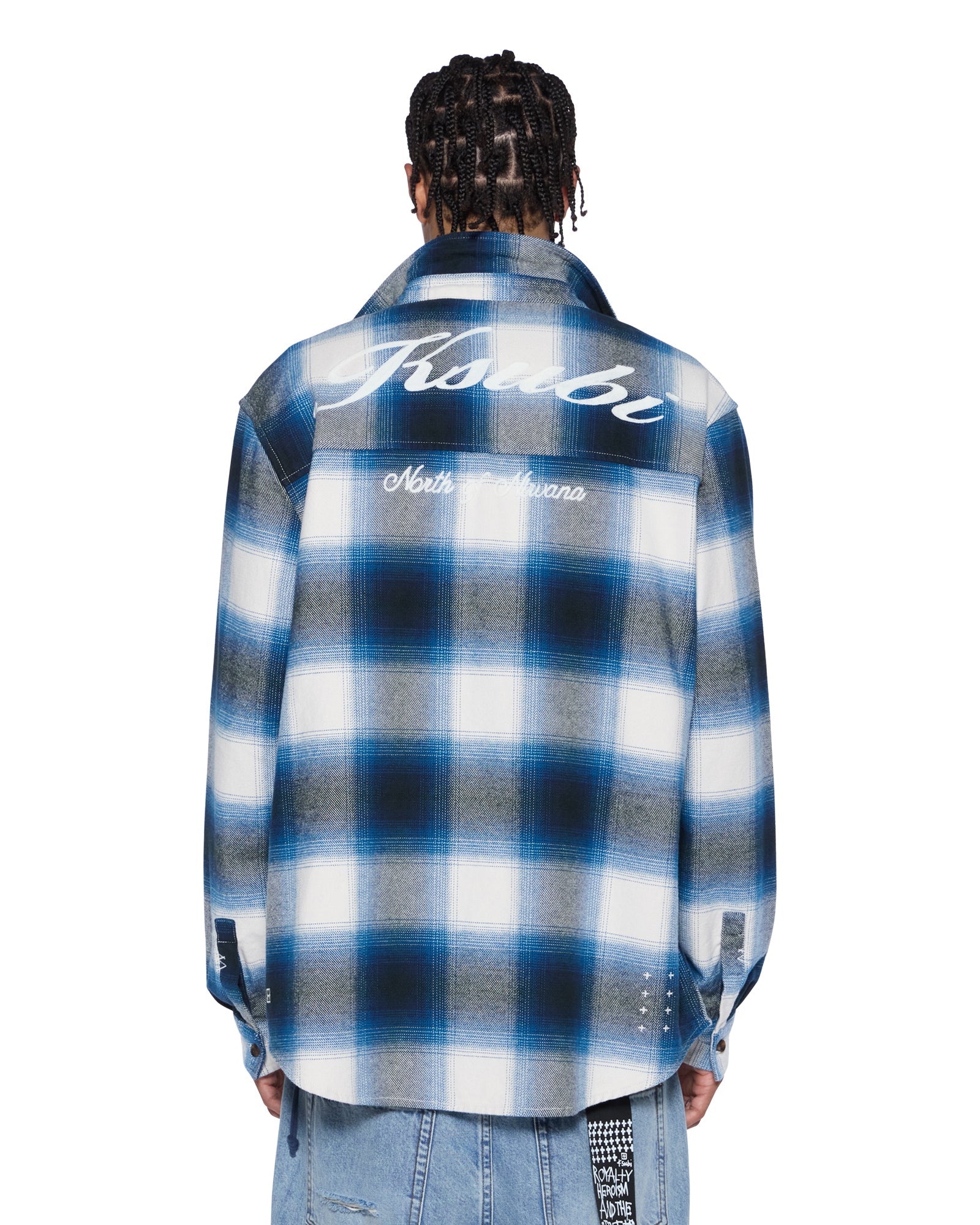 MENS ROSEBOWL LS SHIRT SALTED BLUE REGULAR SHIRTS