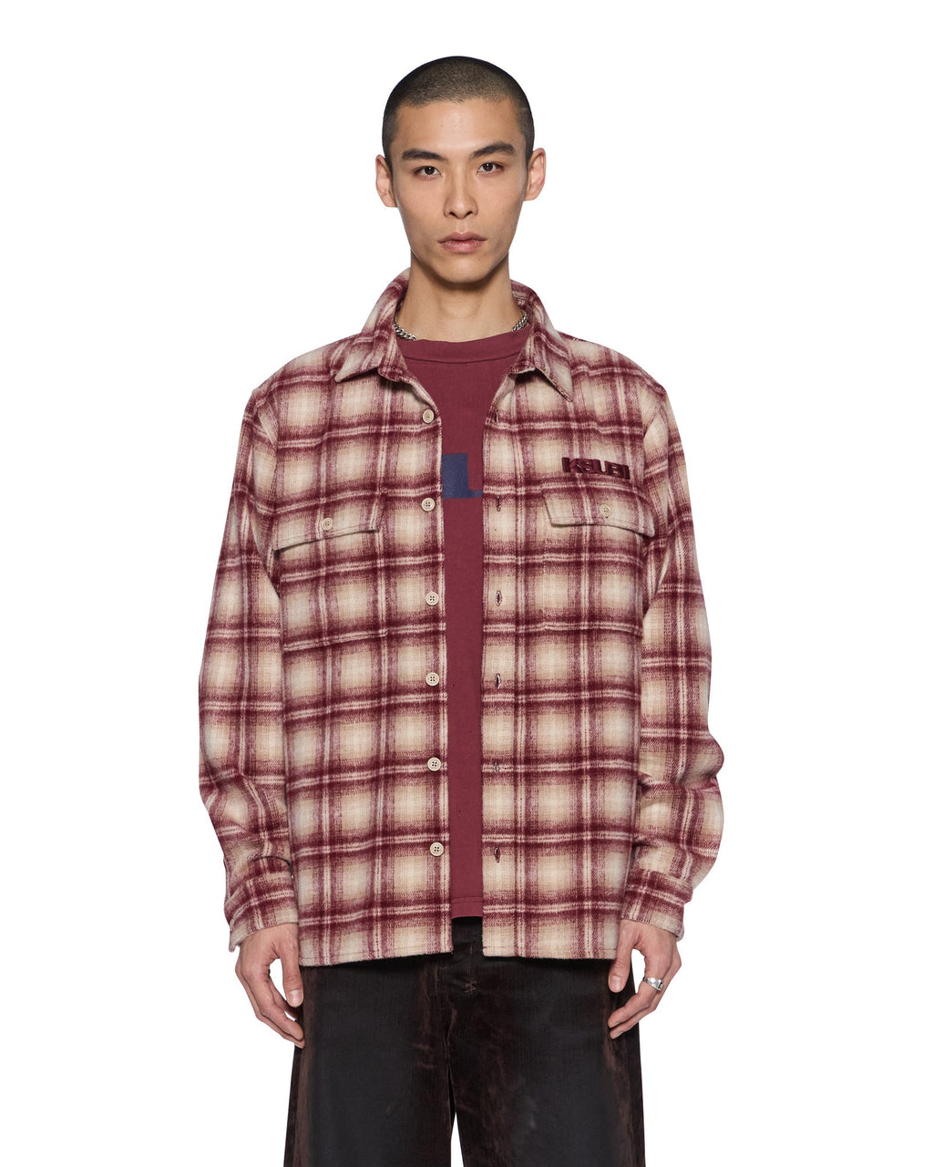 Mens Sott Rosebowl Ls Shirt Burnt Berry Relaxed Shirts - Burgundy