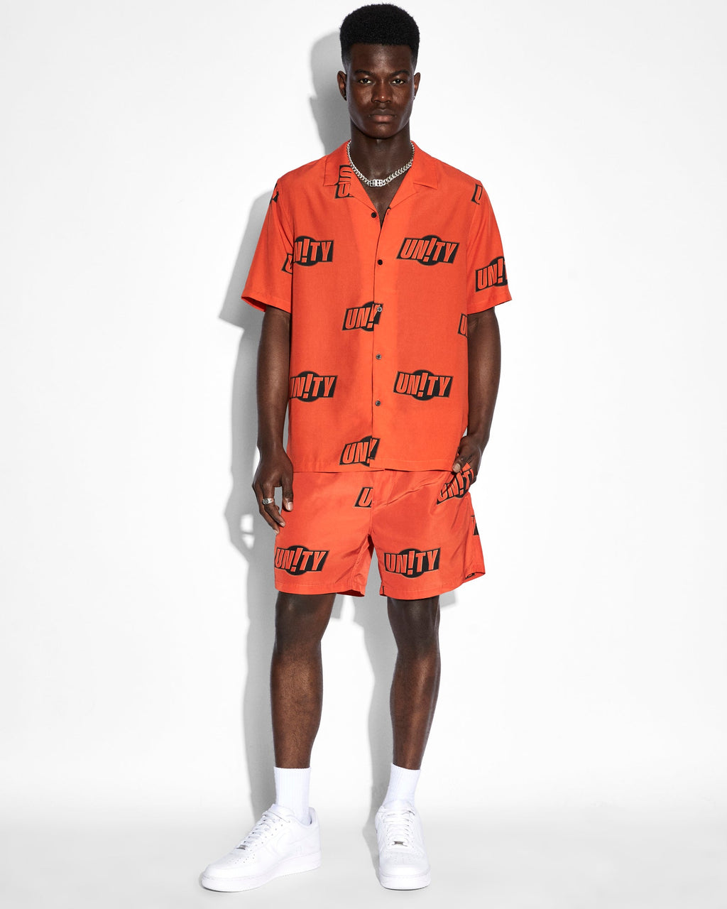 Mens Unity Sign Resort Ss Shirt Orange Regular Shirts - Orange