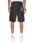 Mens Fugitive Cargo Short Black Camo Relaxed Walkshorts - Black
