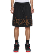 Mens 1999 Life Short Black Orange Regular Walkshorts - Black