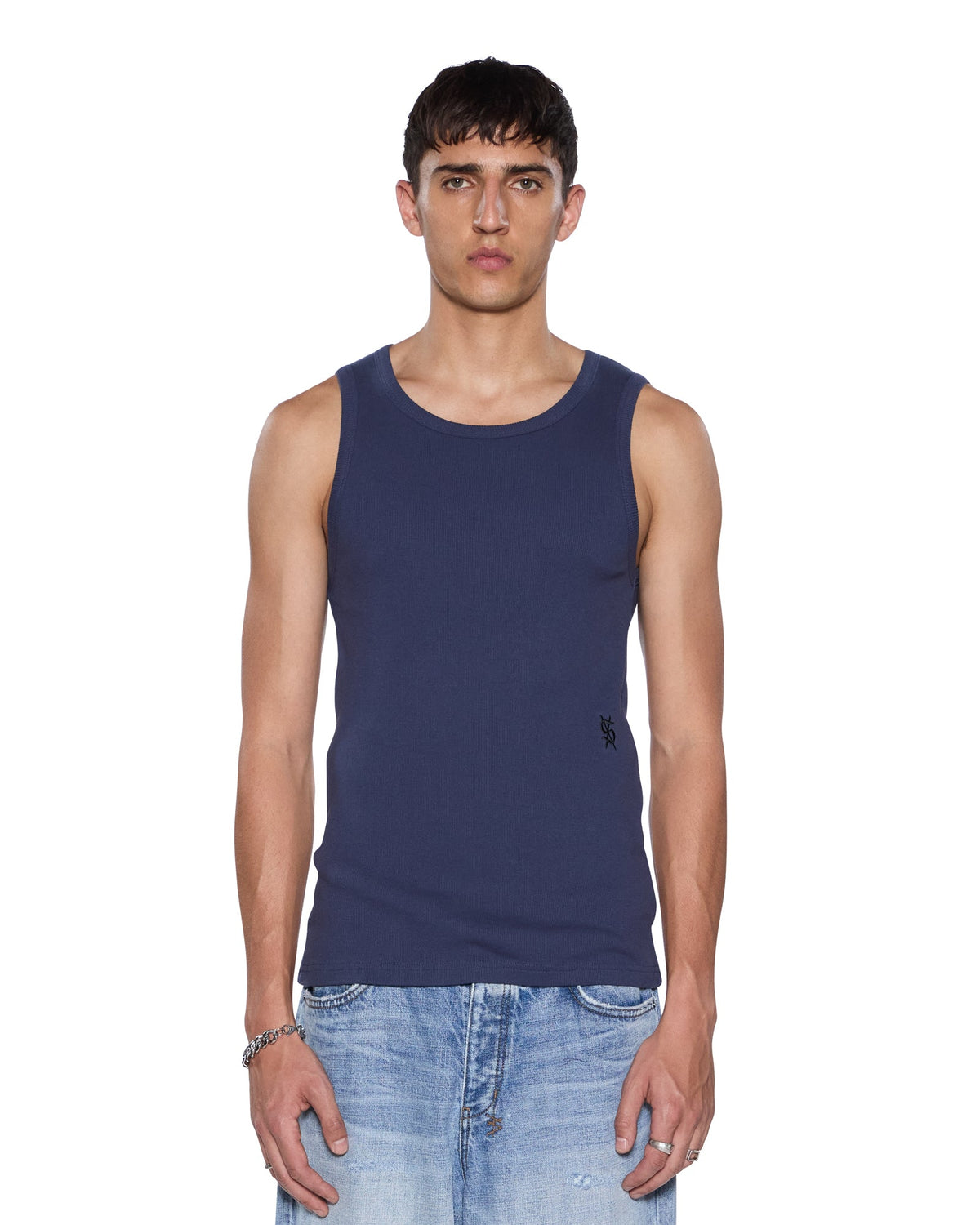 MENS DEBUT SINGLET NAVY TEES