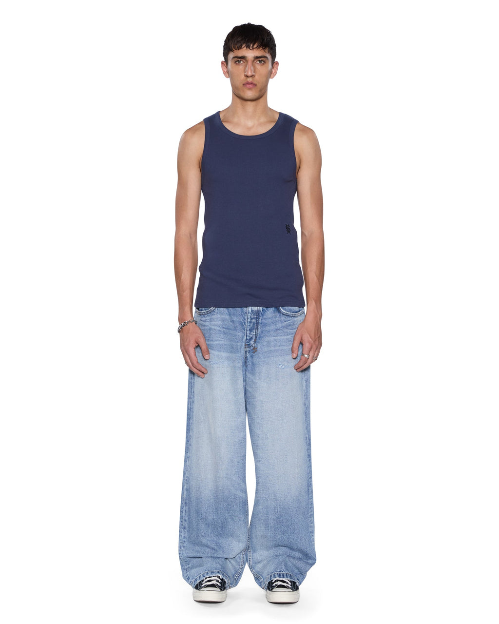 MENS DEBUT SINGLET NAVY TEES