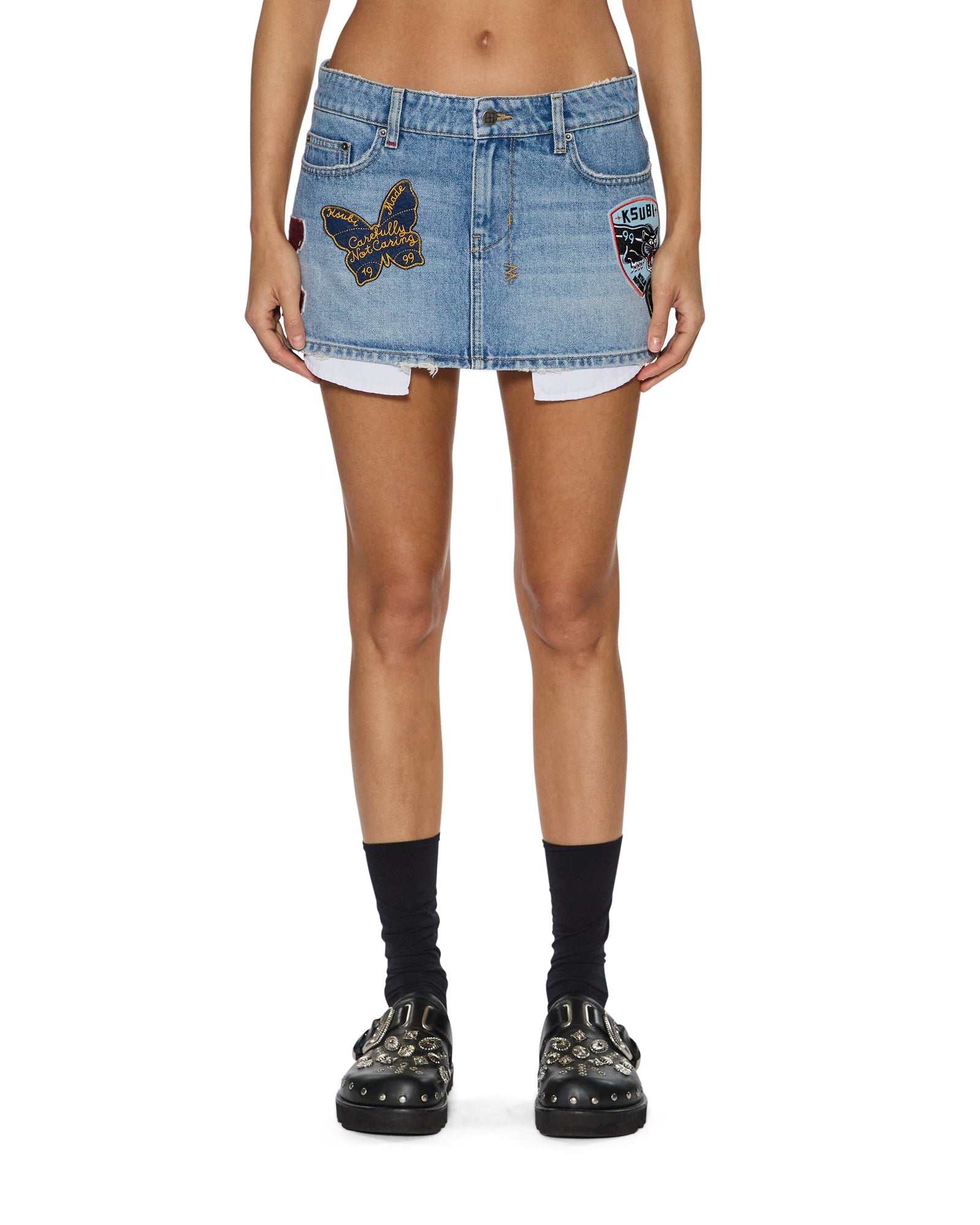 WOMENS MICRO MINI SKIRT HORIZON PATCH REGULAR SKIRTS