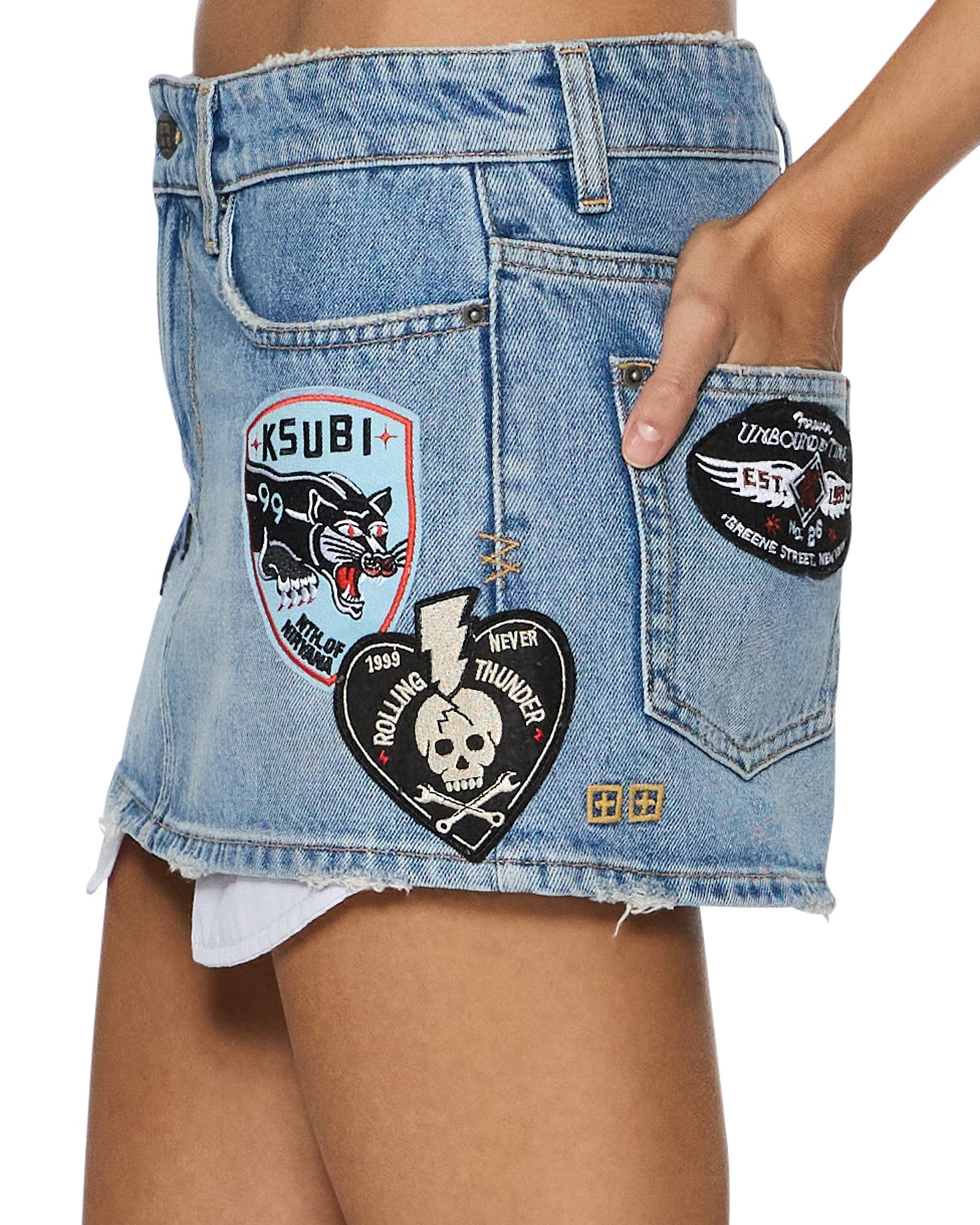WOMENS  MICRO MINI SKIRT HORIZON PATCH REGULAR SKIRTS