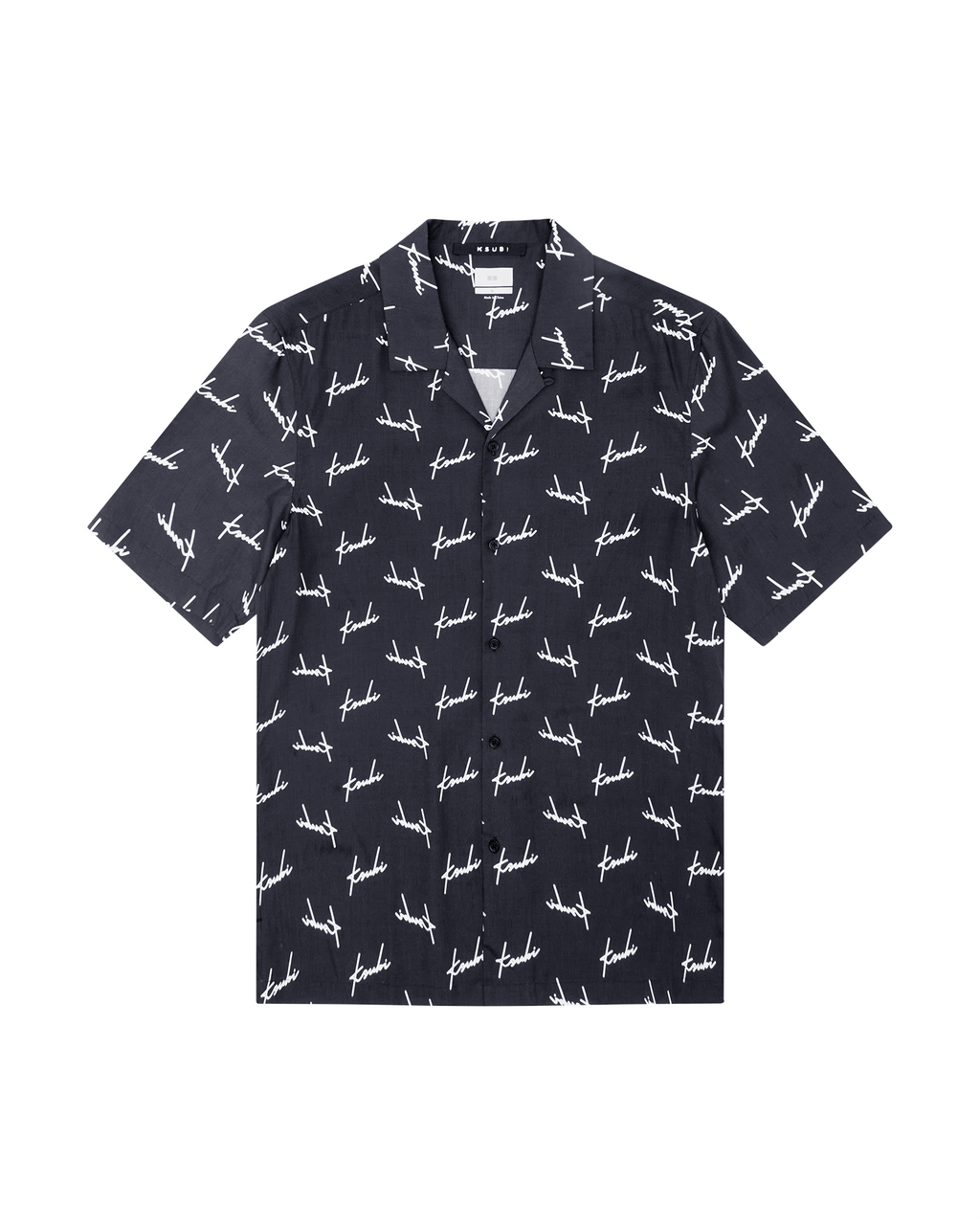 Mens Skript Resort Ss Shirt Black Regular Shirts - Black