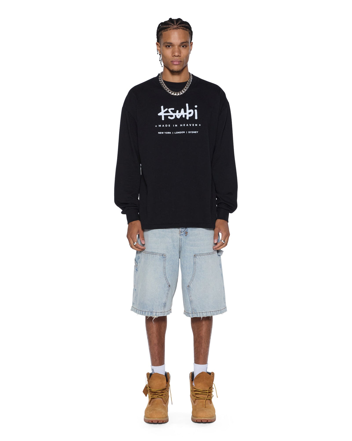 MENS PLATED LS TEE BLACK TEES