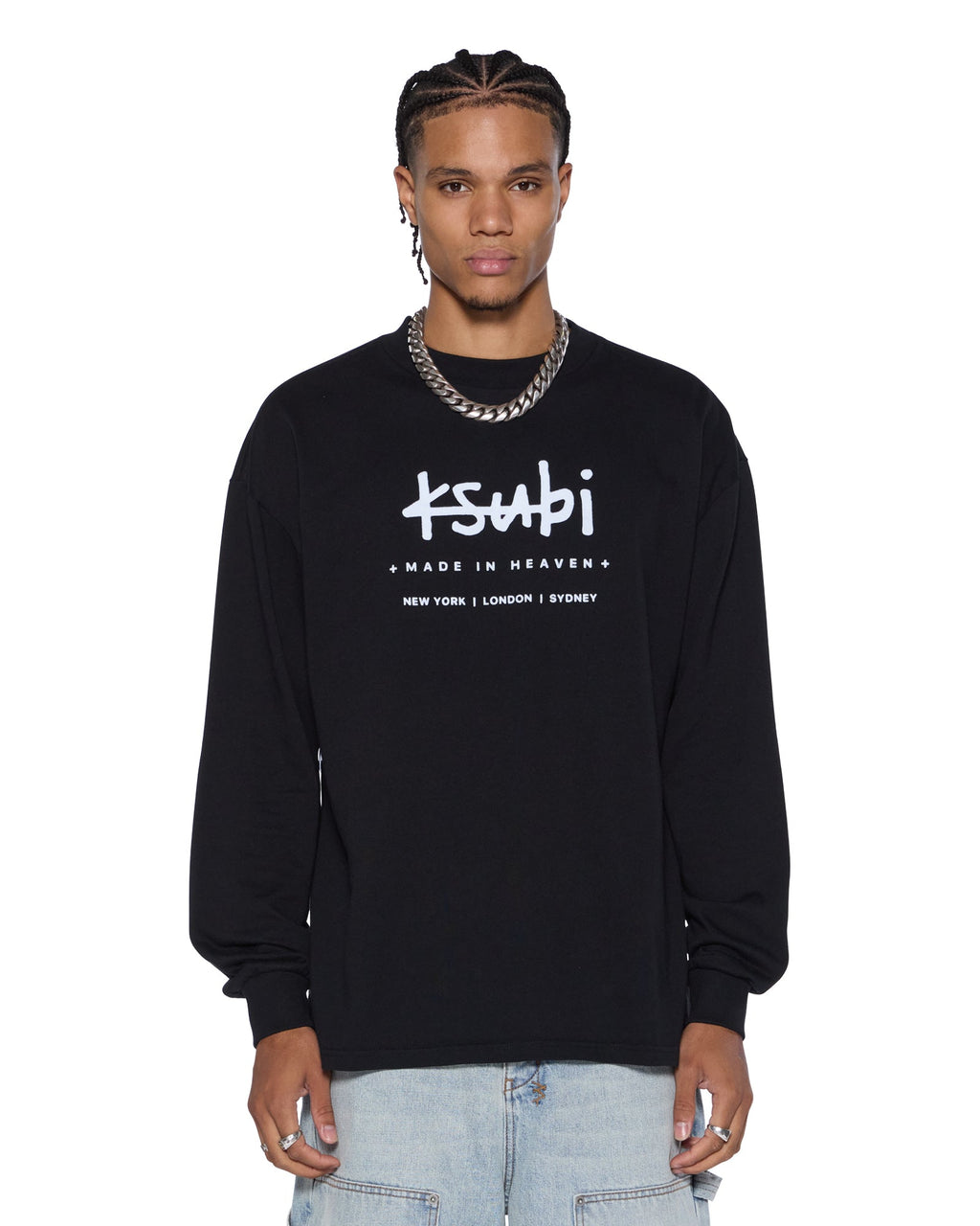 MENS PLATED LS TEE BLACK TEES