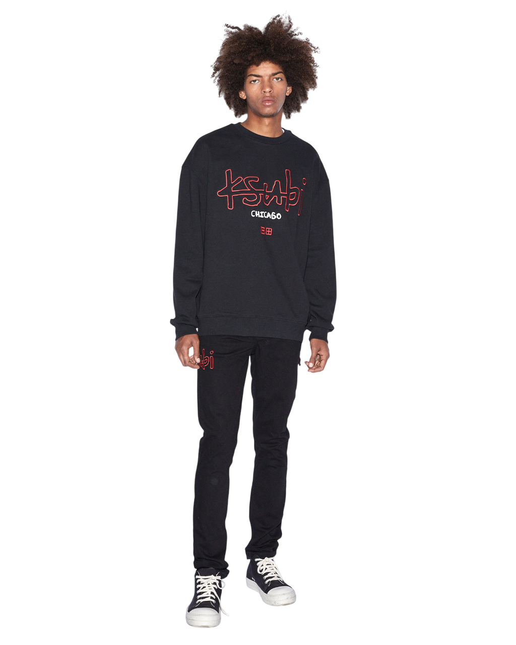 MENS CHICAGO 4X4 BIGGIE CREW JET BLACK FLEECE
