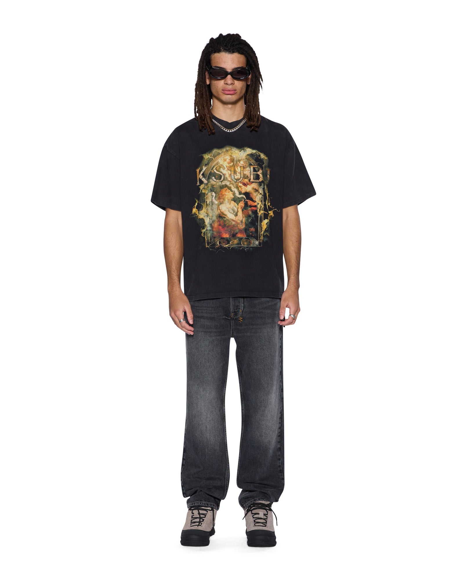 MENS ASCENSION EKCESS TEE FADED BLACK OVERSIZED TEES