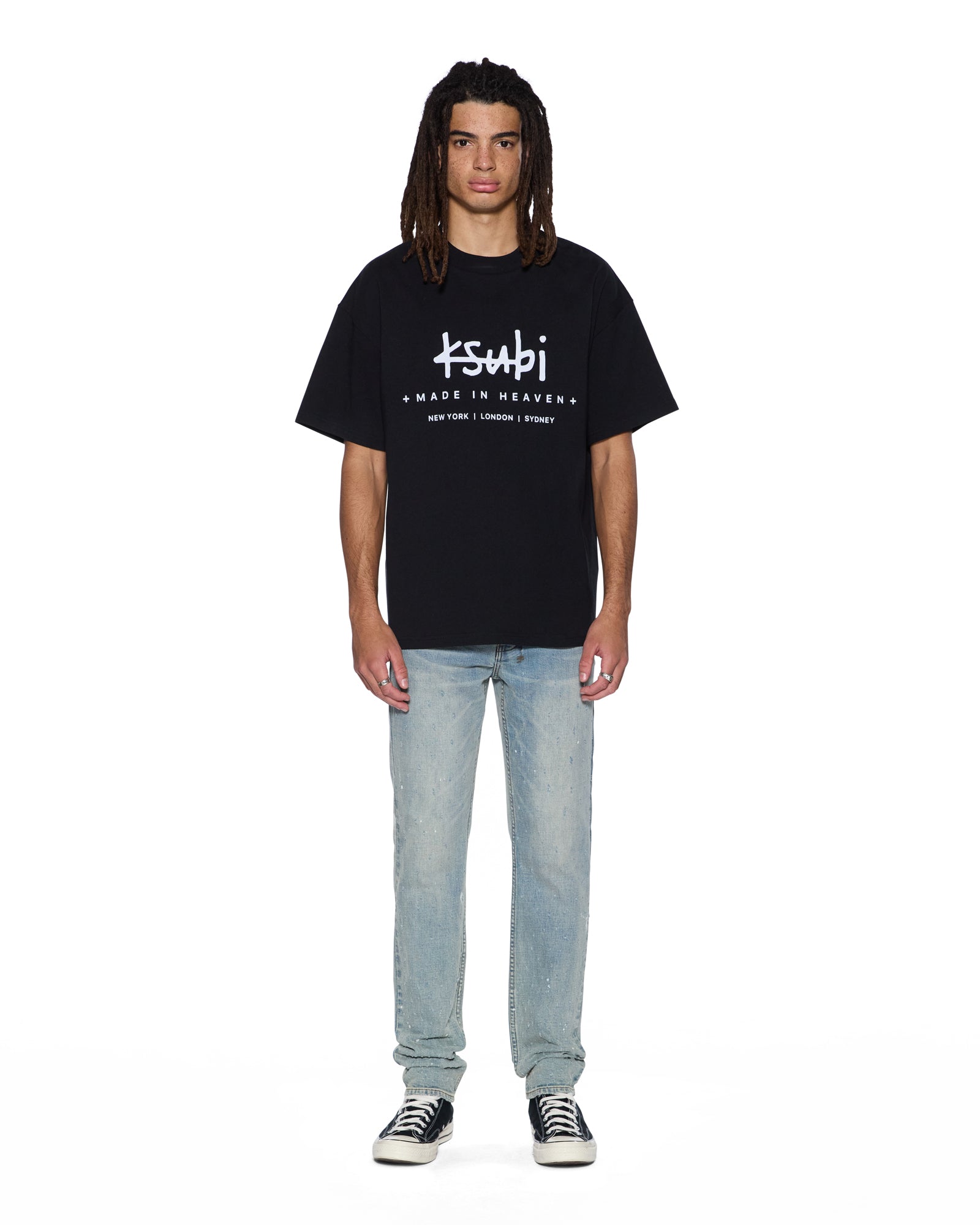 MENS PLATED EKCESS SS TEE JET BLACK OVERSIZED TEES