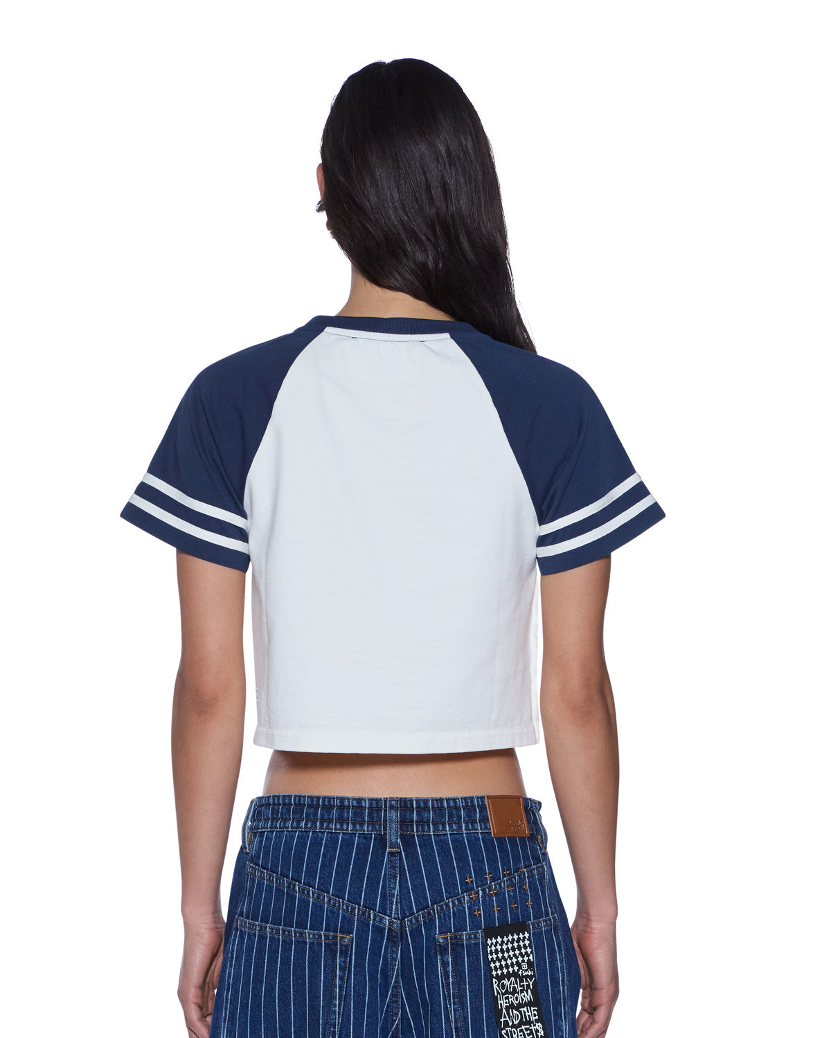Womens Raglan Boxy Ss Tee Vintage White/navy Relaxed Tees - White